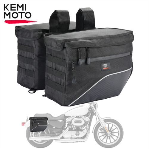 (Svart) Motorcykelsadelväskor Kasta över sadelväskor Scooterväskor 26L Universal för Softail 1