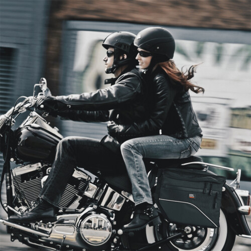 (Svart) Motorcykelsadelväskor Kasta över sadelväskor Scooterväskor 26L Universal för Softail 2