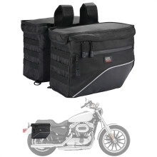(Svart) Motorcykelsadelväskor Kasta över sadelväskor Scooterväskor 26L Universal för Softail