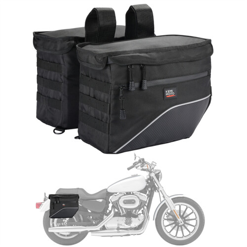 (Svart) Motorcykelsadelväskor Kasta över sadelväskor Scooterväskor 26L Universal för Softail