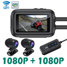 Caméra embarquée pour moto Full HD 1080p, double écran 3 pouces, étanche IP66, WiFi, GPS