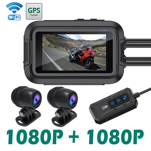 (Μη-WiFi-GPS) Μοτοσικλέτα Dashcam Full HD Dual 1080P 3 ιντσών Αδιάβροχη κάμερα