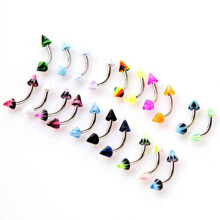 Lot de 20 anneaux de sourcils courbés en acier inoxydable avec kettlebell pour piercing d'oreille tragus