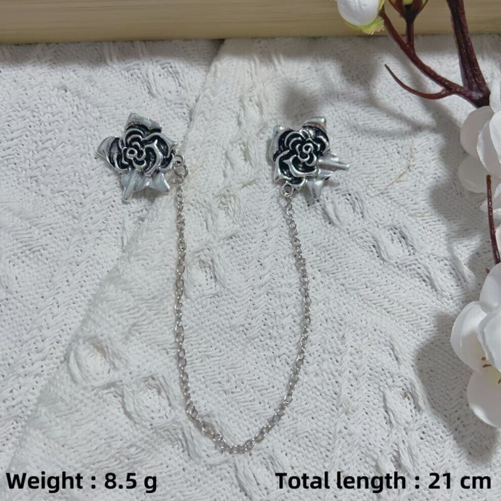 (comme sur la photo - chaîne pendentif pétale de rose en argent antique) Boucle de foulard en soie rétro