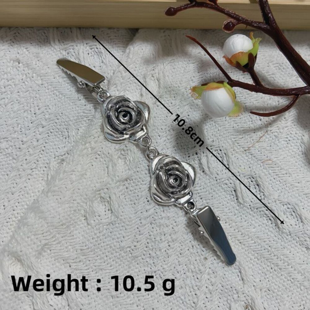 (Rose - Argent antique) Boucle d'écharpe en soie rétro sculptée - Clip de col anti-exposition pour femme,