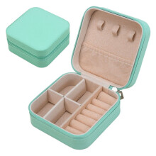 (Blu, Verde - 10 x 10 x 5 cm) Scatola porta gioielli da viaggio - Organizzatore portatile per anelli,