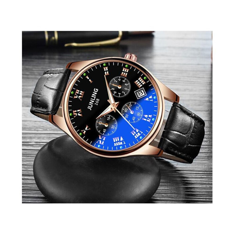Montre unisexe tendance en acier inoxydable (or rose) avec calendrier, montre décontractée, montre de