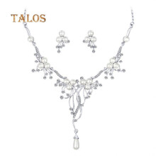 Γυναικείο σετ κοσμημάτων γάμου Talos Crystal Stone Faux κολιέ με λουλούδια