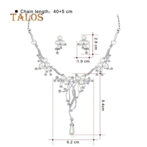 Γυναικείο σετ κοσμημάτων γάμου Talos Crystal Stone Faux κολιέ με λουλούδια 1