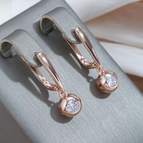 Κρεμαστό κολιέ σκουλαρίκια Kinel Rose Gold Ball Σετ για καθημερινή 2