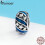 Bamoer Γνήσιο ασήμι 925 Sparkling Star Μπλε σμάλτο Spacer Beads Ταιριάζει 4