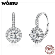 Wostu Orecchini a cerchio in argento sterling 925 di lusso con zirconi cubici Orecchini da donna moderni