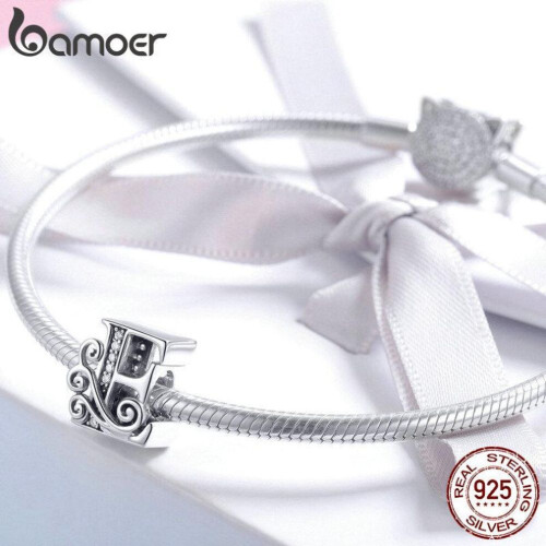 bamoer γνήσιο ασήμι 925 γράμματα Ε αλφαβήτου χάντρες γούρι ταιριάζει 1