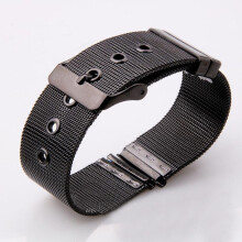 (Schwarz -24 mm) 14/16/18/20/22/24 mm verstellbares Uhrenarmband aus Edelstahl, langlebig