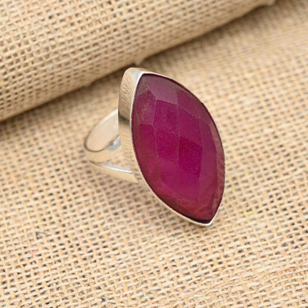 (rouge -10) Bague en argent sterling 925 avec rubis rouge du Cachemire, bijou fait main, superbe