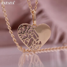 Pataya Rose Gold Romance of a Teenage Girl Style Hollow Heart κολιέ