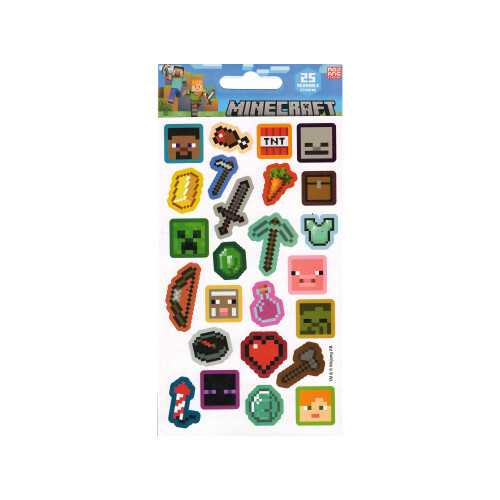 Minecraft Minecraft Pack of 25 Reusable Stickers