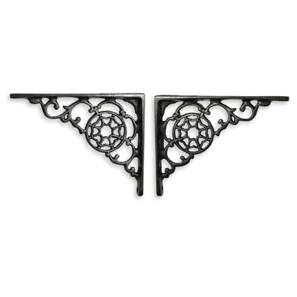 Cobweb Shelf Brackets Antique Iron 5" - Pair 5060412320108