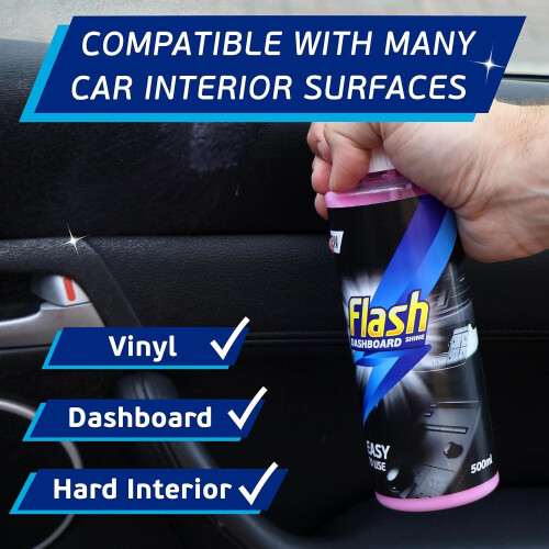 Flash FLASH Car Dashboard & Cockpit Cleaner Interior Plastic Shine Spray 4x500ml 2