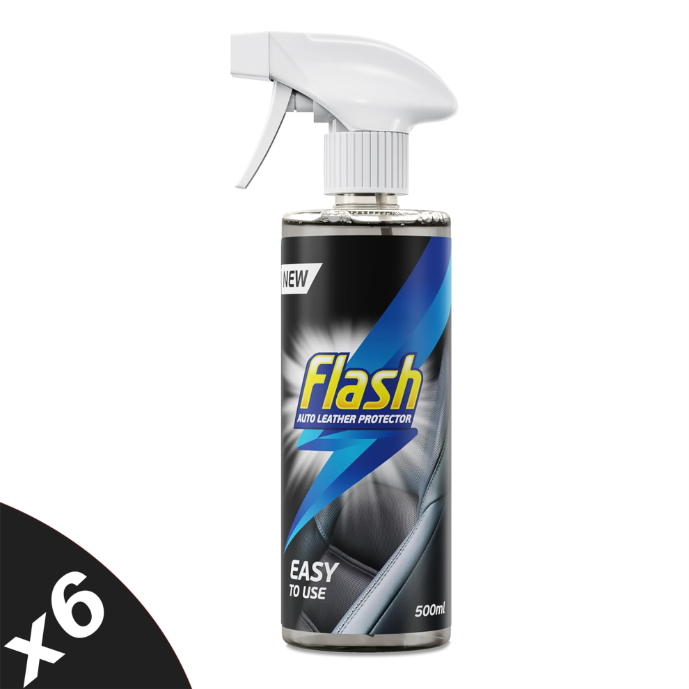 Flash Leather Protector Spray Clean Restore & Protect Car Interiors 6X500ml
