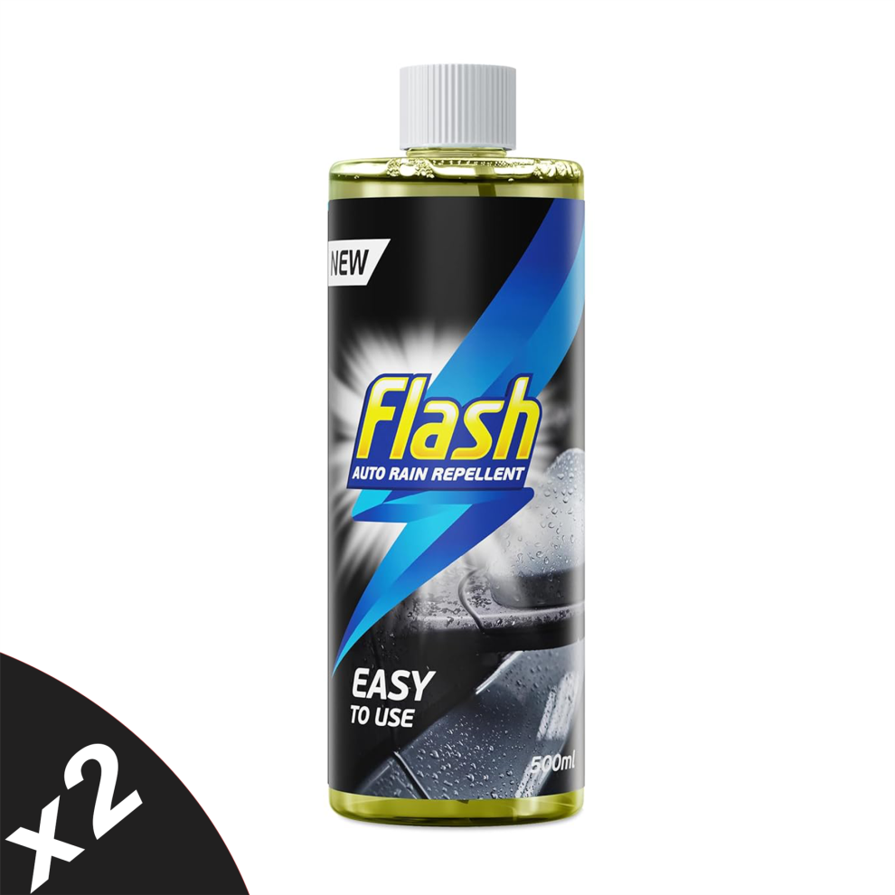 Flash Rain Repellent Spray Water Repellent Windscreen & Glass Treatment 2X500ml