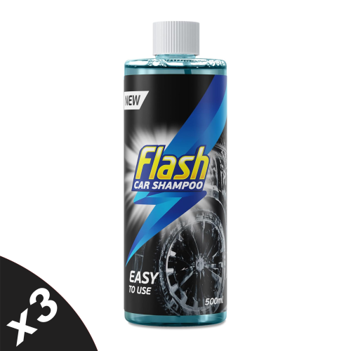 Flash Flash Car Shampoo Foam Wash Quick Safe & Effective on All Paintwork 3x500ml