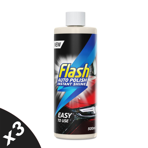 Flash FLASH Car Polish High Gloss Instant Shine Paint Protection & Detailing 3x500ml