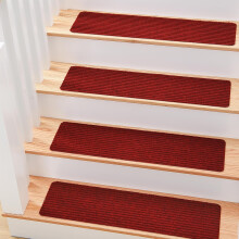 (Red, 15PCS) Non-Slip Stair Tread Pads 76X20CM Carpet Stair Mats Self-Adhesive Step Protectors For Home Staircas