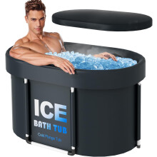 Ice Bath Tub with Lid for Athletes, 450L Portable Oval Cold Plunge Tub for Cold Water Therapy Recovery Home Outdoor Gym 105cm Long