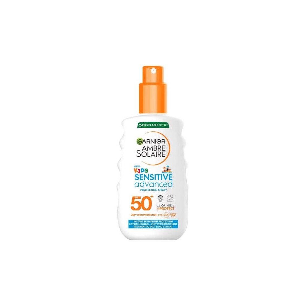 3 x Garnier Ambre Solaire Kids Sensitive Advanced SPF50+ Sun Protection Spray 150ml