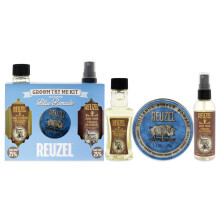 Blue Try Me Kit von Reuzel für Männer – 3-tlg. 1,3 oz Blue Pomade, 3,38 oz Surf Tonic, 3,38 Daily Shampoo