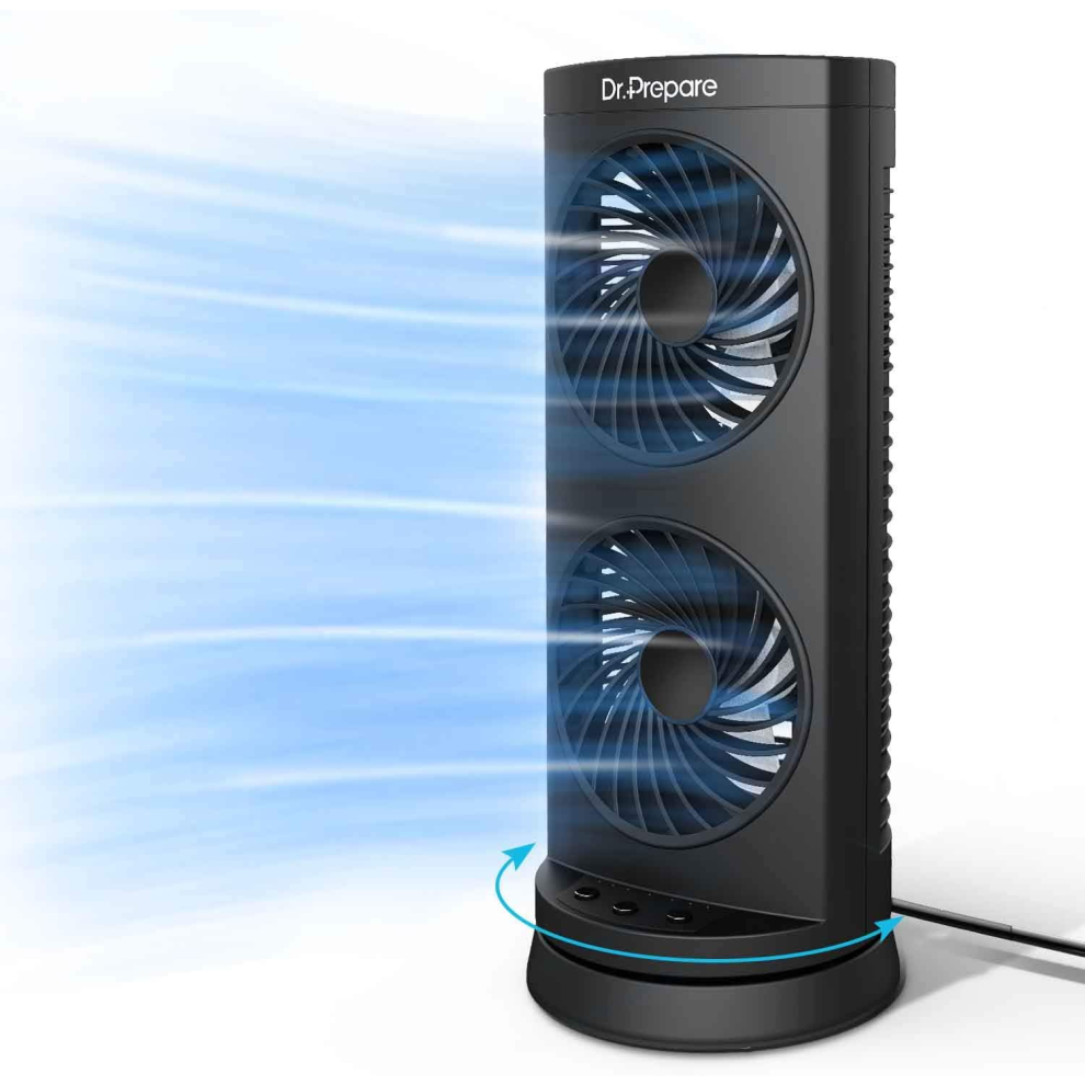 Dr.prepare Dr. Prepare Oscillating Desk Fan Quiet 3-Speed Tower With Timer Uk Plug