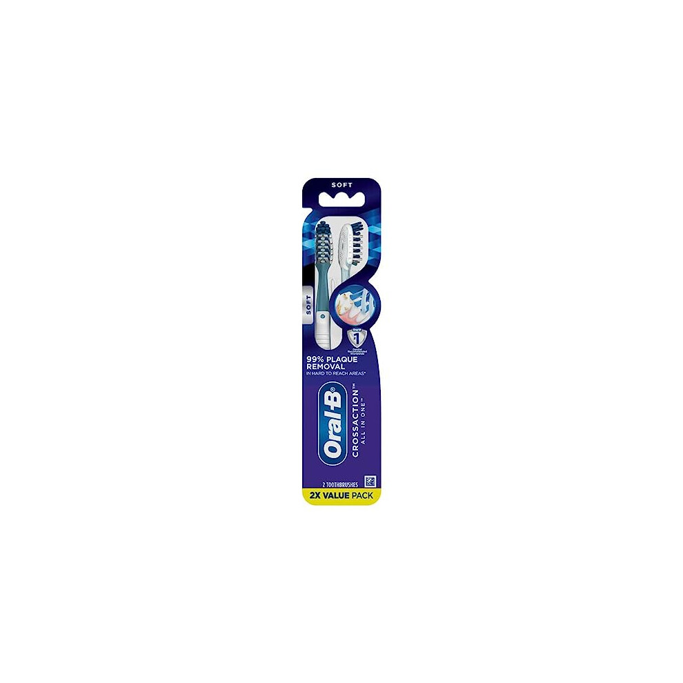 Oral-B CrossAction All in One Toothbrushes, Soft, 2 Count