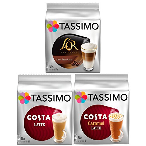 Tassimo Tassimo 3 Latte Bundle Costa Latte + Costa Caramel + Lor Latte Macchiato