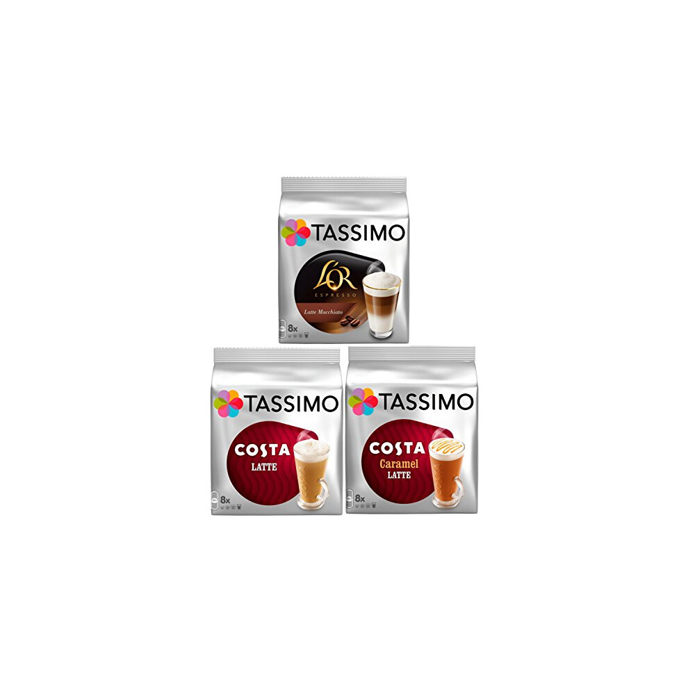 Tassimo 3 Latte Bundle Costa Latte + Costa Caramel + Lor Latte Macchiato