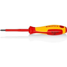 Knipex Screwdriver for cross recessed screws Phillips burnished, insulating multi-component handle, VDE-tested 187 mm 98 24 01