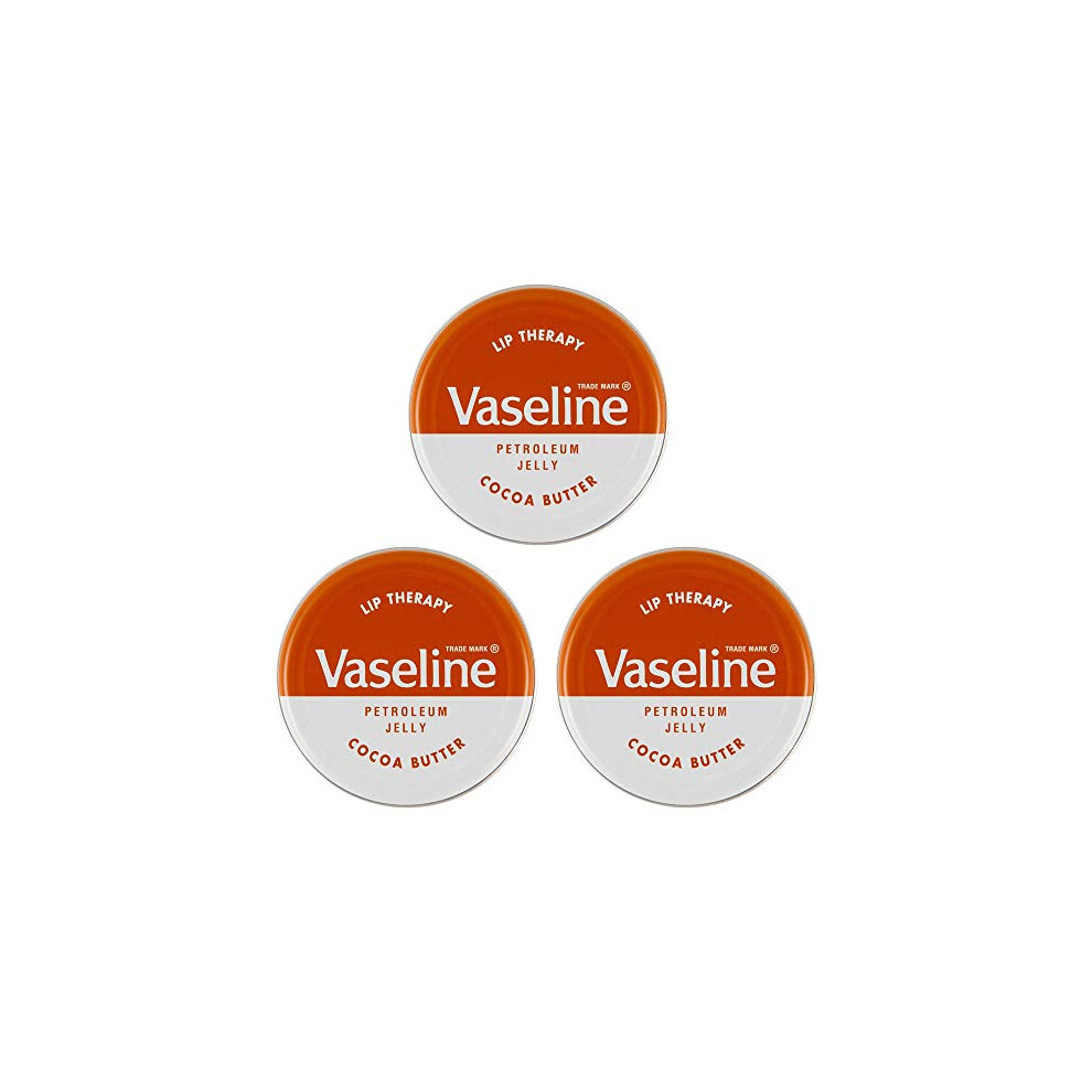Vaseline Lip Therapy Lip Balm Tins 20g - 3 Cocoa Butter (Pack of 3)