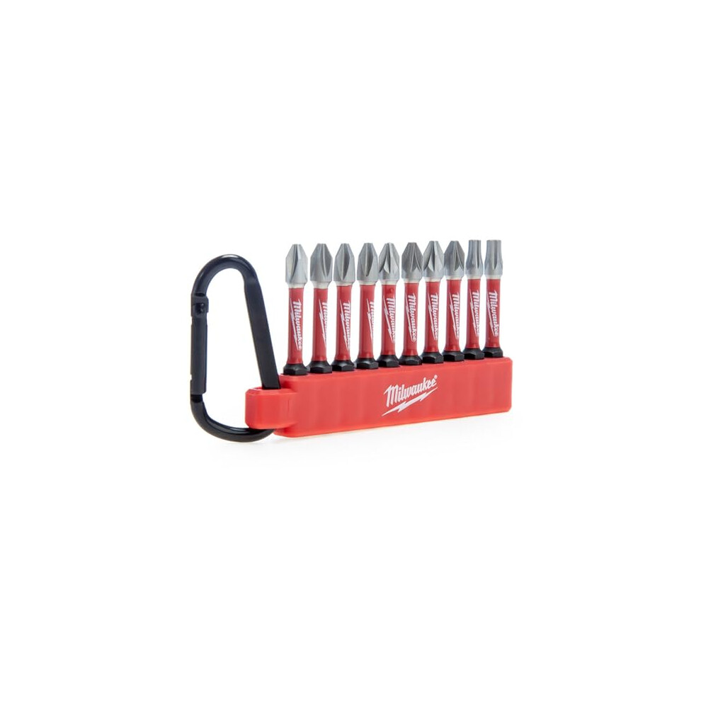 Milwaukee - Shockwave Impact Duty Screwdriver Bit Carabiner Set 10 Piece, Variety Pack