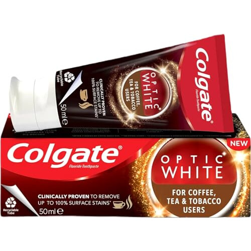 Colgate Colgate Optic White Whitening Toothpaste for Coffee, Tea and Tobacco Users (50 ML)