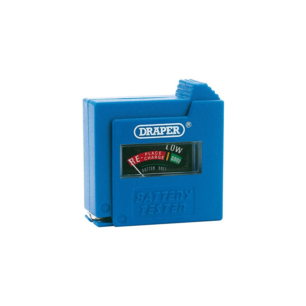 Draper 9V Battery Tester | AAA, AA, C, D, PP3 and Button Cell Battery | Easy -to-read Meter | Battery Checker | 64514