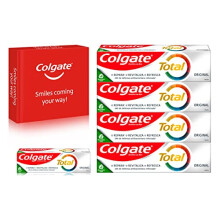Colgate Total Original Toothpaste Multipack (4 x 75ml + 1 x 20ml), 24 hour antibacterial toothpaste, protects against cavities,