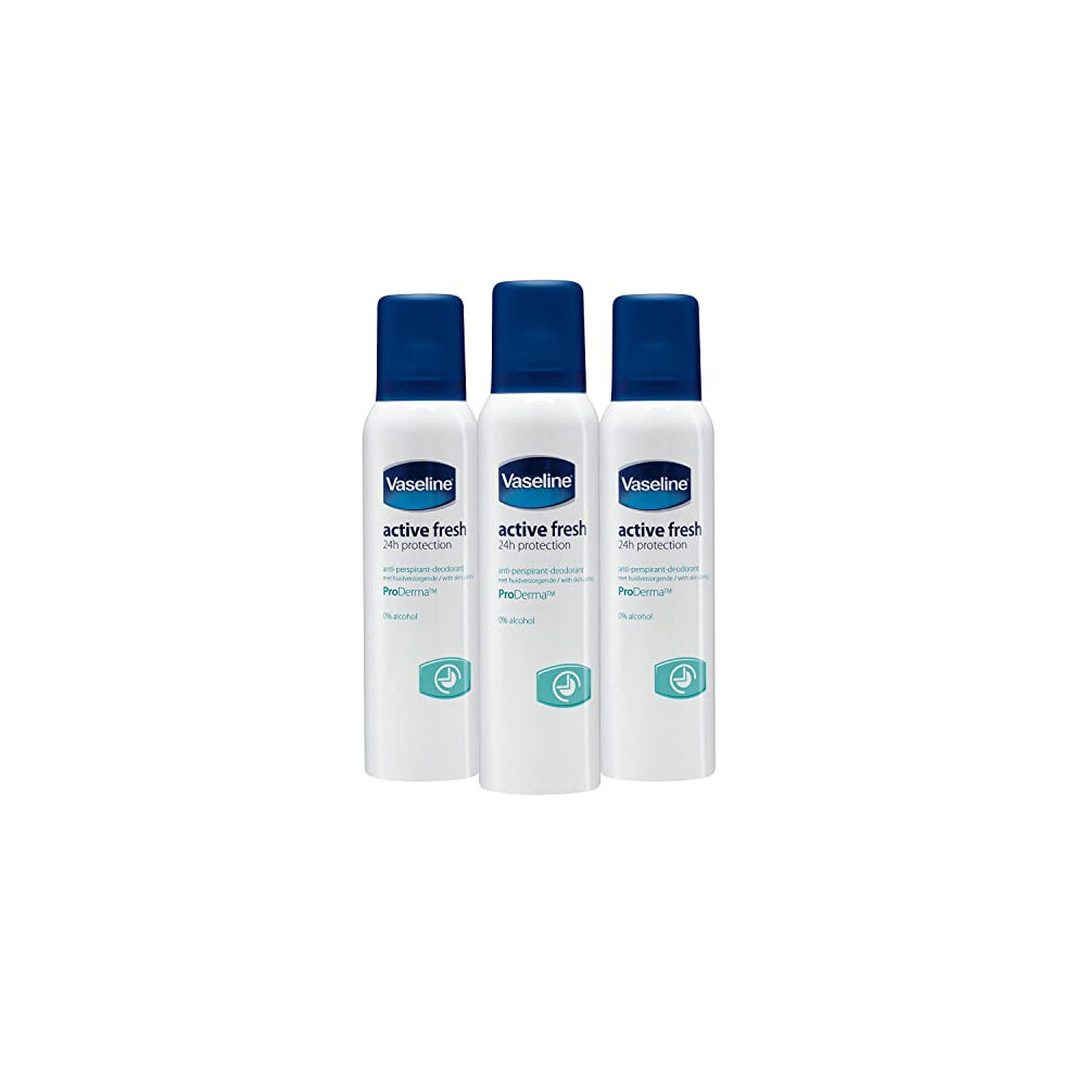 Vaseline Antiperspirant Deodorant Active Fresh With Proderma - 150Ml - Pack Of 3