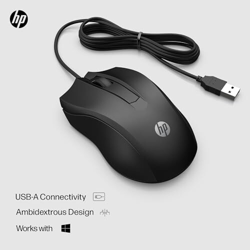 HP HP 100 Black Wired USB Mouse. Compatible with Windows PC, Notebook, Laptop, Mac [Amazon Exclusive] 1