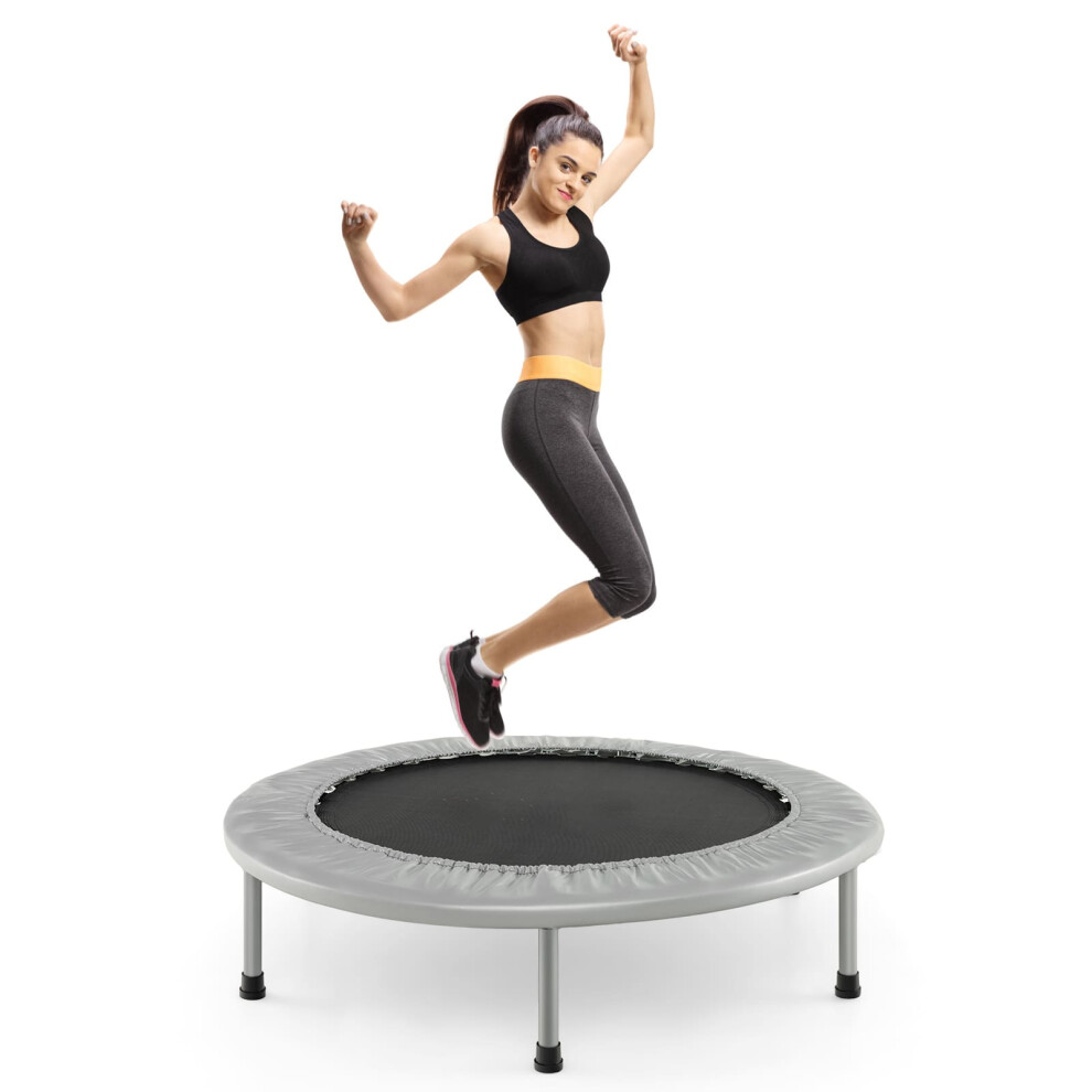 Mini Folding Trampoline Children Foldable Fitness Rebounder-Grey