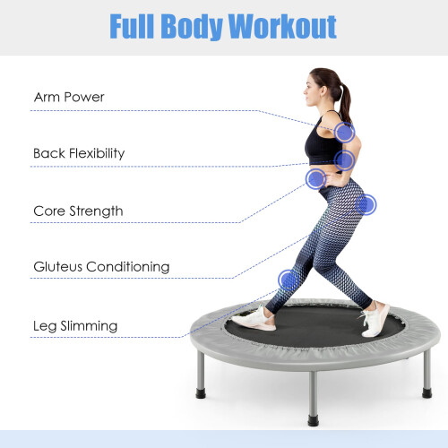 Casart Mini Folding Trampoline Children Foldable Fitness Rebounder-Grey 1