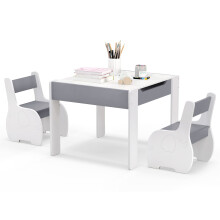 Kids Table and Chair Set Children Activity Desk 2 Chairs w/ Reversible Blackborad