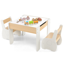Kids Table and Chair Set Children Activity Desk 2 Chairs w/ Reversible Blackborad