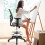 Casart Mid-Back Tall Drafting Chair Mesh Back Clerk Stool with Armrests-Grey 4