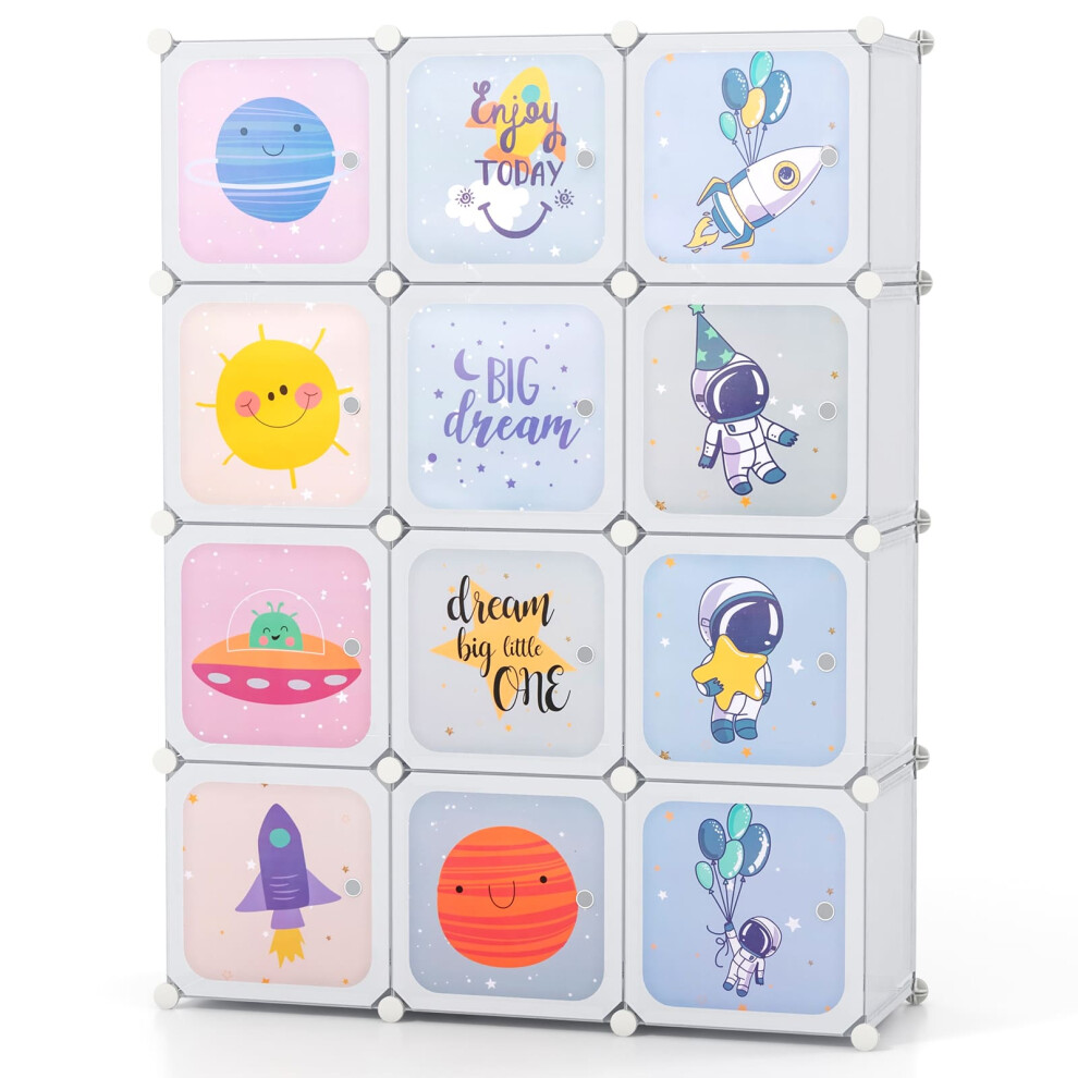 Casart Portable Children Wardrobe 12 Cubes Kid Closet Baby Dresser Storage Organizer