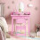Casart Kids Vanity Set w/ Lighted Mirror Makeup Dressing Table w/ Chair 3